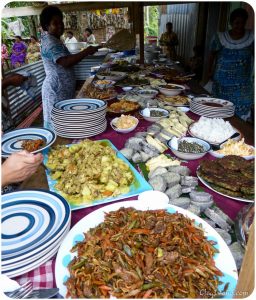 Welcomed to the village with a Fijian feast